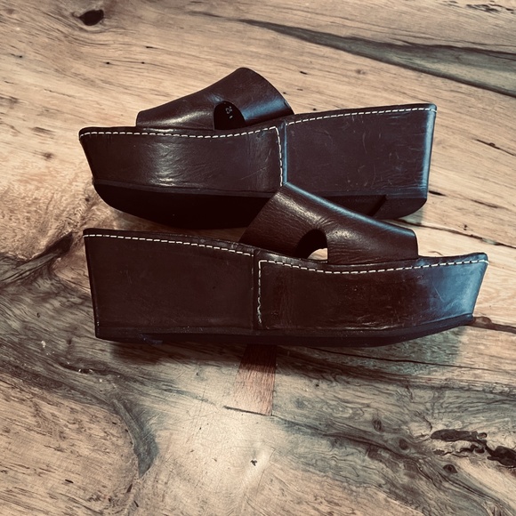 ROBERT CLERGERIE PARIS Women's Brown LEATHER platform slides  orig $540 US 6.5 - Picture 5 of 10